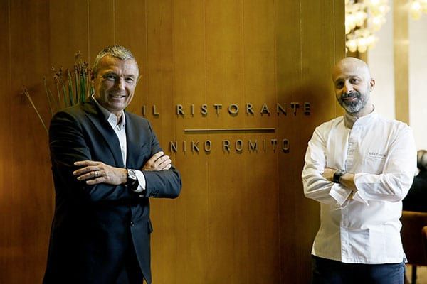 Niko Romito con Jean Christophe Babin, CEO di Bulgari
