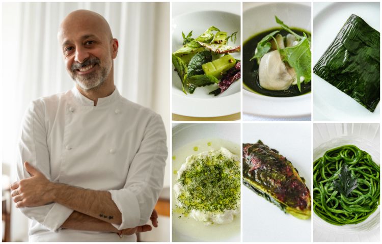 Niko Romito e alcuni dei piatti greeen che abbiamo