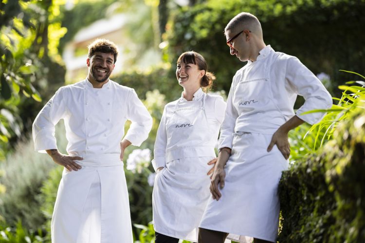 Antonio Romano con&nbsp;Francesca Ricci, ormai manager a tutto tondo al Villa della Pergola, e il sous chef&nbsp;Francesco Di Girolamo

