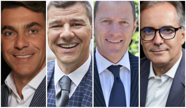 I protagonisti in sala Gialla 1 a partire dalle 14,30, sul tema Hôtellerie, il servizio perfetto: da sinistra Giampaolo Ottazzi ed Emanuele Manfroi (Belmond), Paolo Mancuso(Forte Village) e Attilio Marro (Bulgari)
