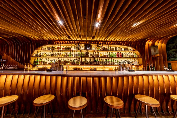 The bar counter at Paradiso in Barcelona and, below, its triumph at the 50Best Bars
