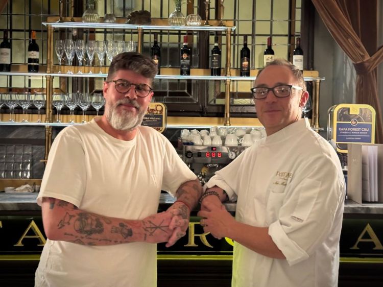 Lo chef Paulo Airaudo con l'executive chef di Portale, Mirko Margheri