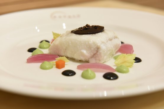 Black olives and soused turbot by Davide Oldani