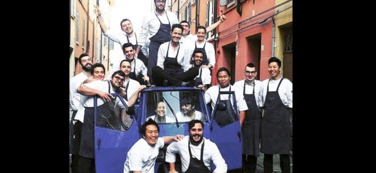 Uno scatto risalente al periodo trascorso da Alberto presso l'Osteria Francescana di Massimo Bottura, a Moderna
