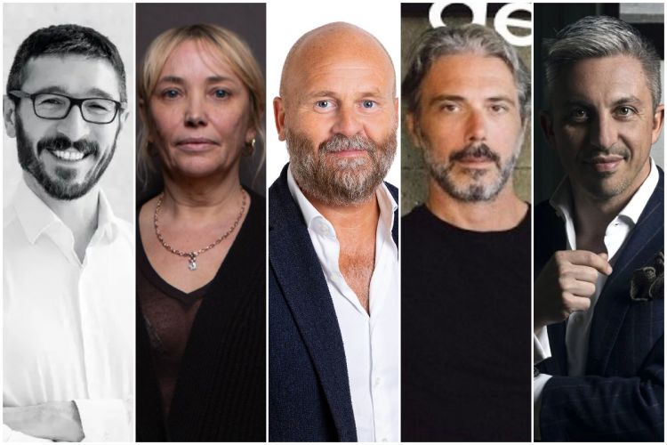Da sinistra Stefano Cerutti, vicepresidente Italy Family Hotels; Chiara Caberlon, founder Studio Chiara Caberlon Architetti; Giovanni Franceschelli, founder Rizoma Architetture; Igor Rebosio, co-founder & design director De.Tales; David Morini, ceo di Pellizzari Studio
