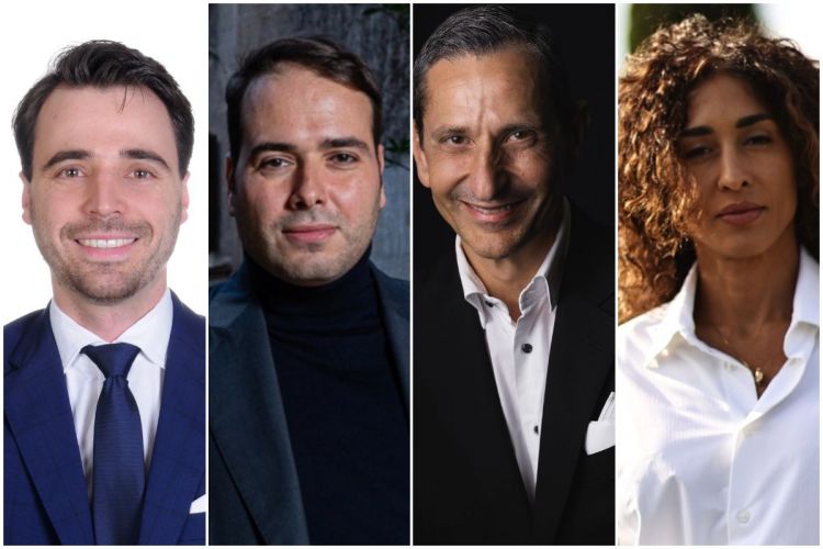 Da sinistra Alex Obermair, general manager NN Group; Luigi De Santis, founder & managing director TRUE Event; Mario Cardone, ceo e co-founder di Autentico Hospitality; Alessandra Montana, co-founder di Be.Come e founder di Allumeuse; Gabriele Gorelli, master of wine, co-founder di Be.Come
