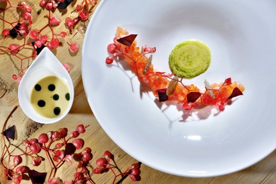 Once upon a time there was a river trout: tartare, caviar, crispy skin