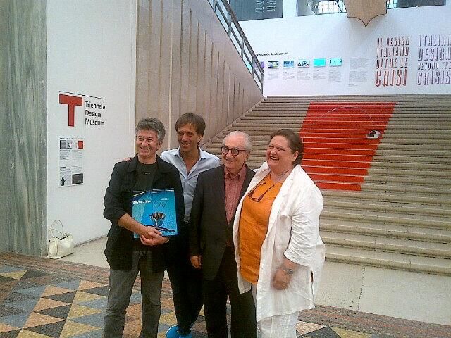 Valeria Piccini con Gualtiero Marchesi, Davide Oldani e il fotografo Gianni Rizzotti nel 2014, alla presentazione (alla Triennale di Milano) del libro fotografico Beyond the Chef, con gli scatti dello stesso Rizzotti