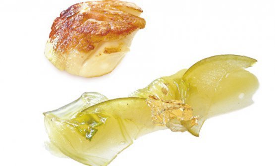 Scallops with mortadella, apples and fennel (first version, 2005). Photo by Bob Noto