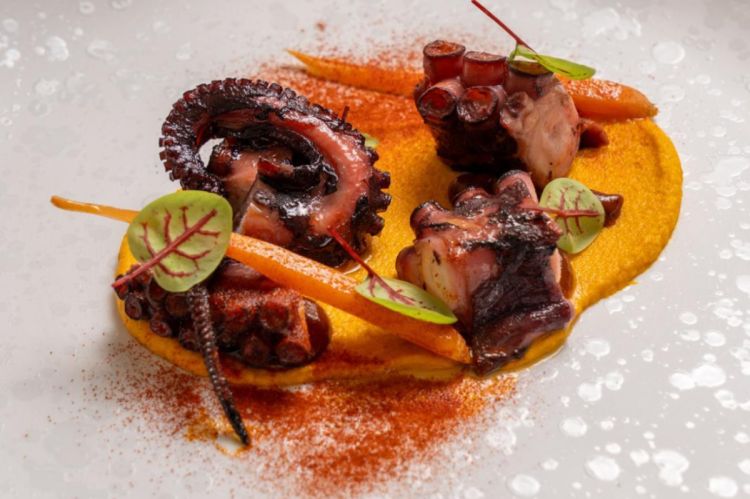 Polpo, carote e salsa bbq del Seasons di Ischia
