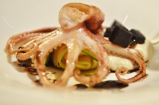 Tony Lo Coco’s Grilled octopus with panelle mousse