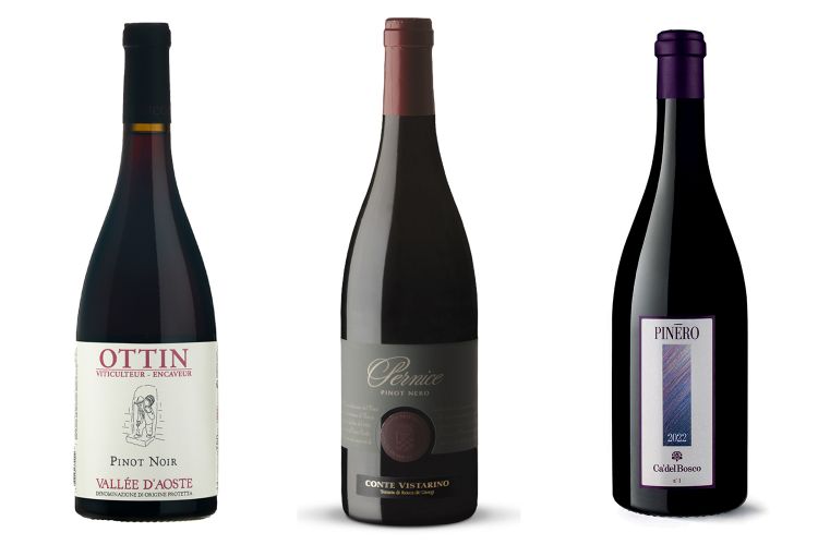 Vda Pinot Noir di Ottin, Oltrepò Pavese Pinot Nero Pernice di Conte Vistarino e Pinéro di Ca' del Bosco
