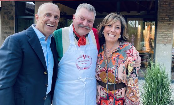 Dario Cecchini con Martino de Rosa e Carmen Moretti
