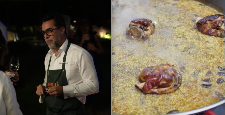Chiusura col botto con la paella valenciana di Quique Dacosta, su cui piovevano scaglie di tartufo Appennino Food Group (l'accortezza che dava senso a Surprise Surprise, il nome della pietanza finale). Nelle ore precedenti, mai visto il cuoco spagnolo così rilassato e sorridente
