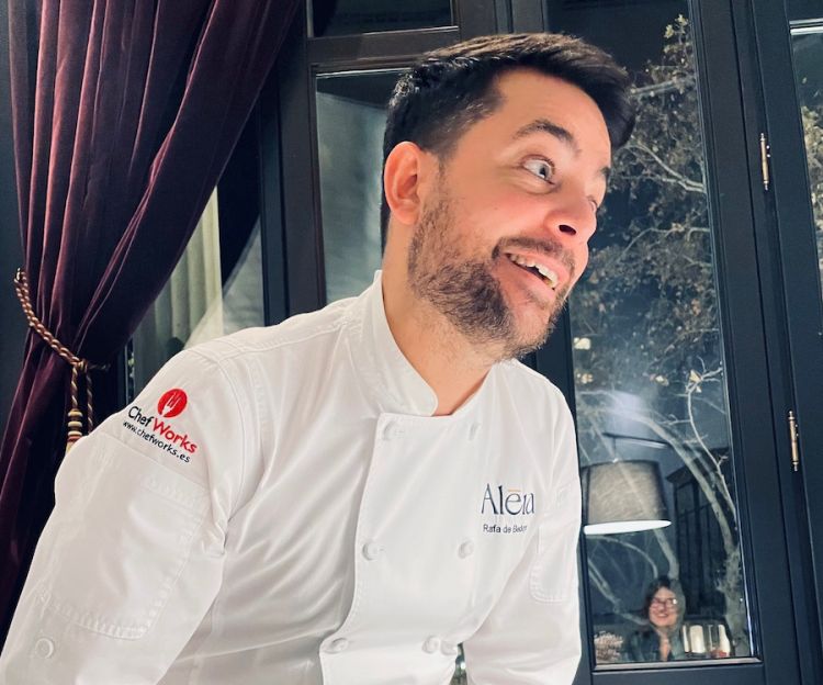 A curious portrait of Rafa de Bedoya, the chef of Aleia, the restaurant inside Casa Fuster in Barcelona
