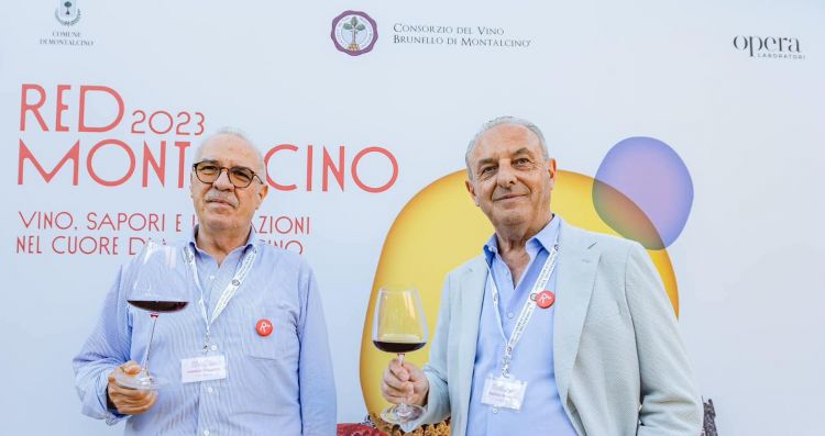 Il presidente del Consorzio Fabrizio Bindocci con il direttore Andrea Machetti durante la manifestazione
