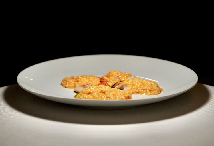 Risotto con gamberi rosa, fasolari e scorfano
