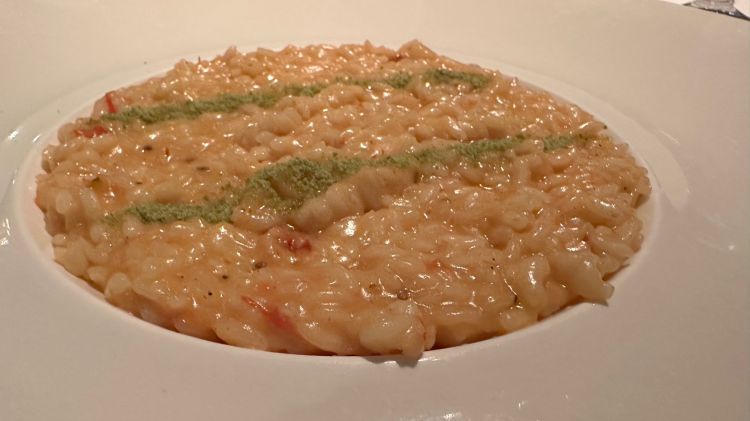 Risotto con gamberi e polvere di prezzemolo