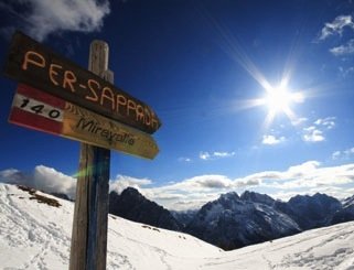 Sappada, 1,245 m above sea level, on the border between Veneto, Friuli Venezia Giulia and Carinthia (Austria)