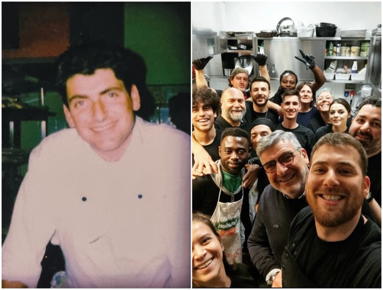 Nicola Savino trent'anni fa e oggi, con il suo team e un po' di "pelo blanco" come direbbe Davide Scabin

