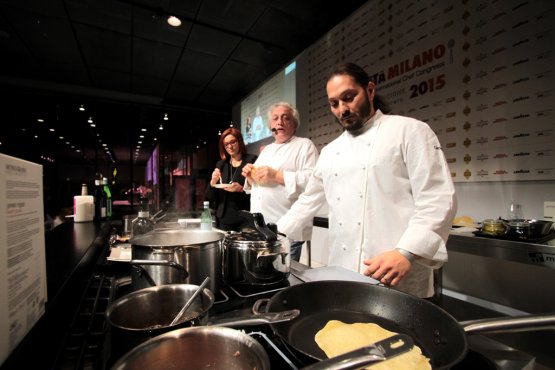 Davide Scabin con il fido Beppe Rambaldi durante l