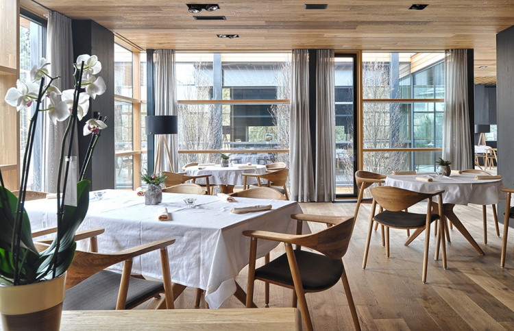 The dining room at Hisa Denk, restaurant and hotel
