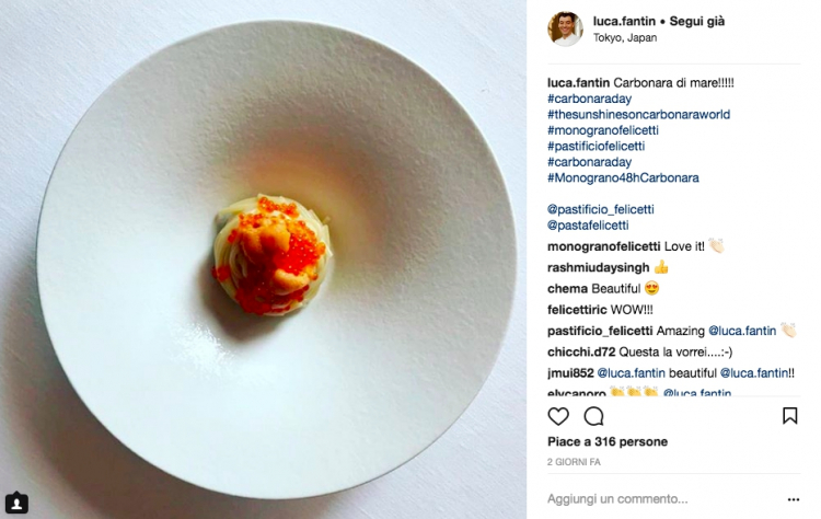 Il post di Luca Fantin, chef del ristorante omonim