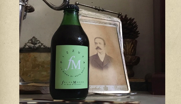 La birra di mandorle Pizzuta di Felice Modica, l'ultima etichetta disegnata da Bob Noto
