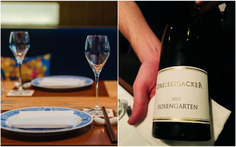 Una bottiglia di Rosengarten, il Riesling che Tim Raue si è fa fare apposta da Jochen Dreissigacker, nel cuore della Rheinhessen
