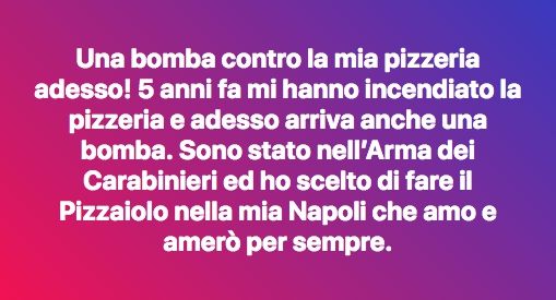 Il messaggio su Facebook di Gino Sorbillo
