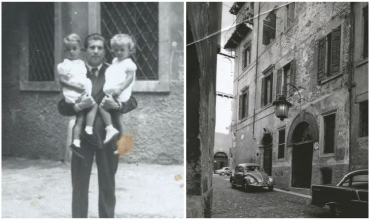 Un'immagine d'archivio di Giorgio Gioco coi figli e, sulla destra, com'erano i 12 Apostoli