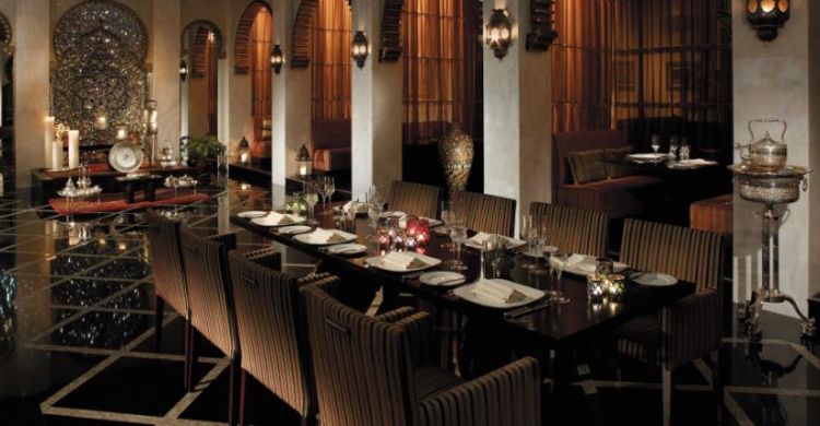 The dining room at Shahrazad, the resort’s top restaurant, offering Arab/Moroccan cuisine
