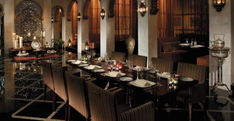 The dining room at Shahrazad, the resort’s top restaurant, offering Arab/Moroccan cuisine
