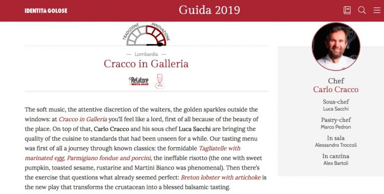 The English review of Cracco in Galleria, Milan
