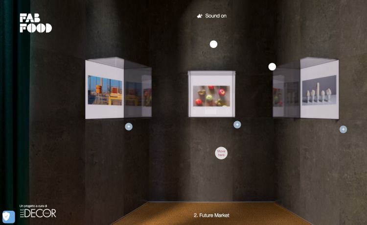 La stanza virtuale Future Market, all'interno della mostra interamente digitale “Fab Food. The news spaces and rituals”, sviluppata da Elle Decor, per visitarla clicca qui
