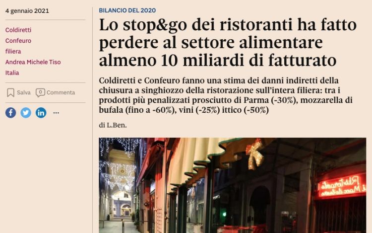 Un recente titolo del Sole 24 Ore
