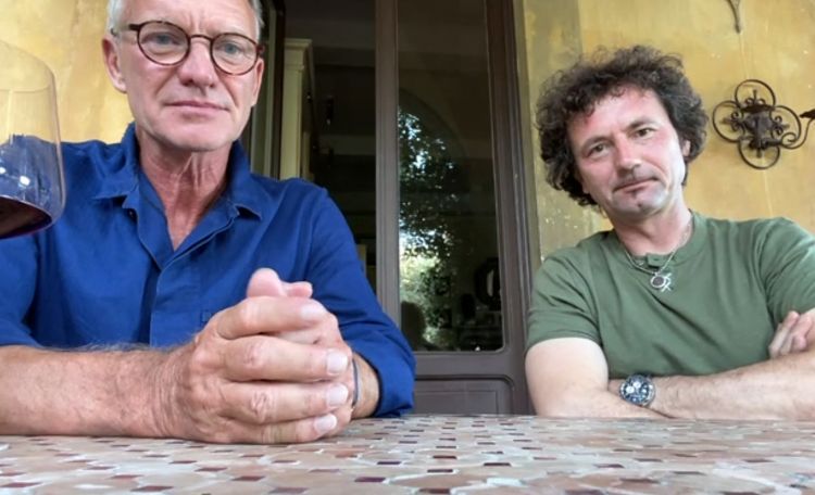 Sting e Tony Sasa, stimatore del vino e amico di Sting, in diretta dalla Tenuta Il Palagio
