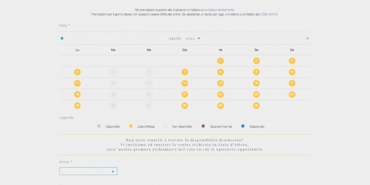 The booking page for April at Lido 84: it's already full, only waiting lists
