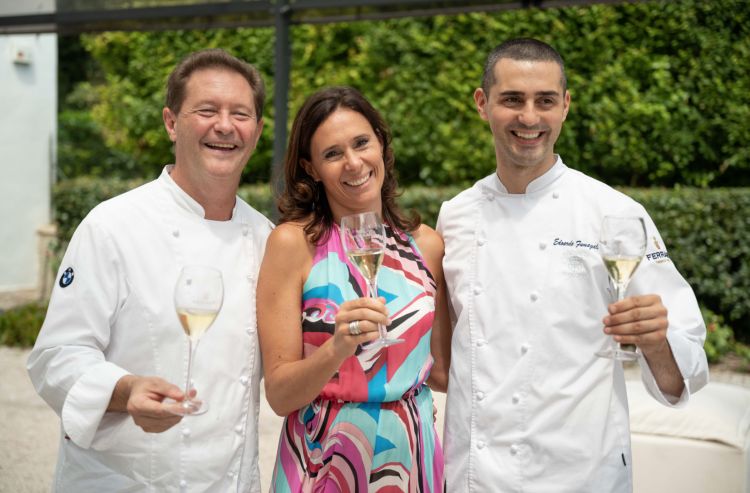 Camilla Lunelli with chefs Chicco Cerea and Edoardo Fumagalli
