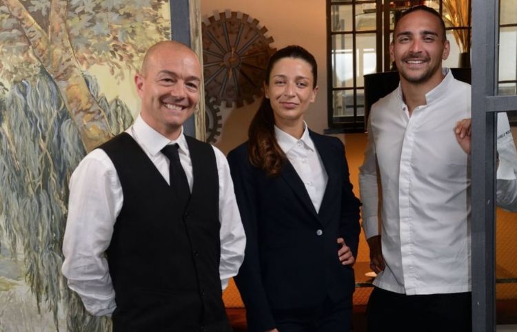 Mattia Briganti, Alessia Rivano e Daniele Rebosio di Hostaria Ducale, Genova (foto Paolo Picciotto)
