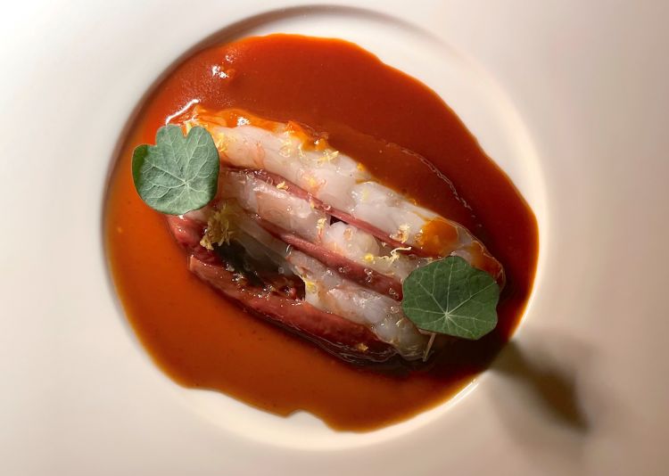 Piccione e scampi
