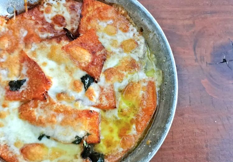 La Parmigiana di zucca di Peppe Guida, chef del ristorante Antica Osteria Nonna Rosa a Vico Equense (Napoli). Foto dal sito peppeguida.com
