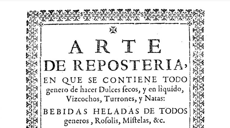 Il frontespizio della prima edizione di Arte de repostería (1747)
