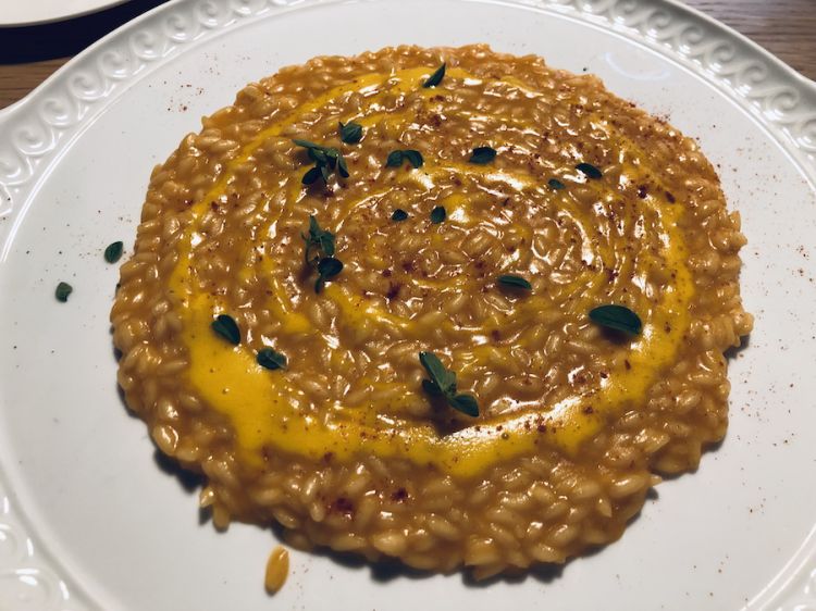 Risotto pomodori co’ l’ove, estate 2021 da Sebastiani a Ortezzano (Fermo)
