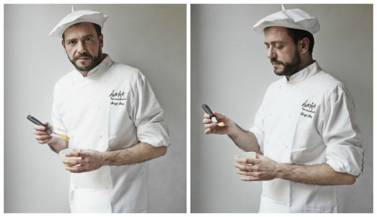 L'executive chef di Ametsa (che significa "sogno" in basco), Sergio Sanz Blanco
