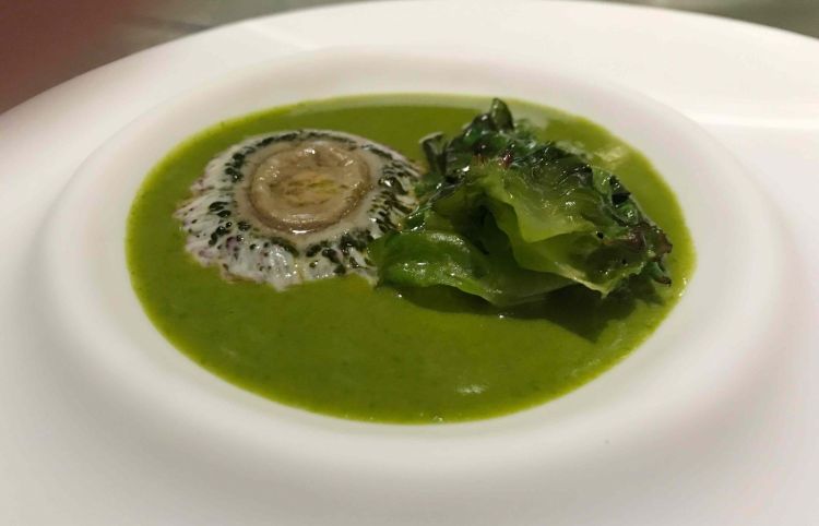 Warm spring salad, with sea anemones and lettuce heart 
