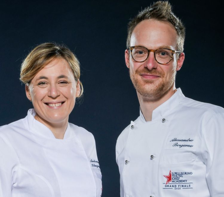 Alessandro Bergamo con Antonia Klugmann. La chef de L’Argine a Vencò ha accompagnato Bergamo nel percorso di preparazione alla finale internazionale, in qualità di mentor
