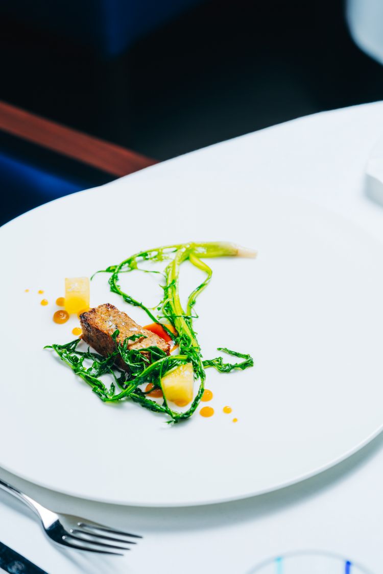 Terrina di pesce gatto, mou di mela, teriyaki