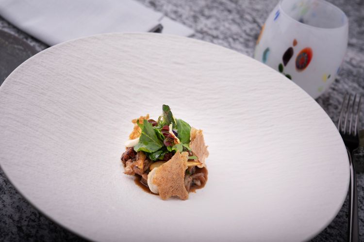 Testina di Vitello, Funghi, Erbe acide, Carcent e Aceto di rose