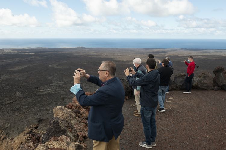 Cooking on a "crater" using the heat of the volcano's magma at El Diablo, a restaurant perched in the heart of the National Park of Timanfaya, on the Montañas del Fuego
